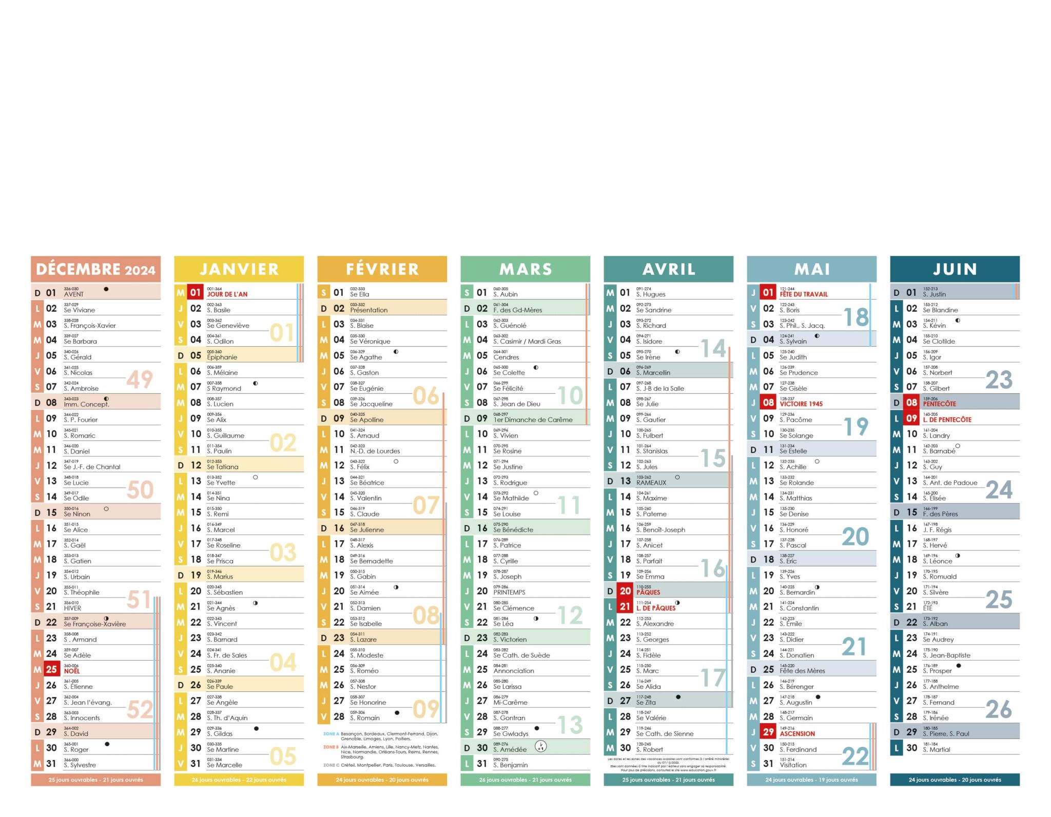 Calendrier Bancaire LINDO-A01