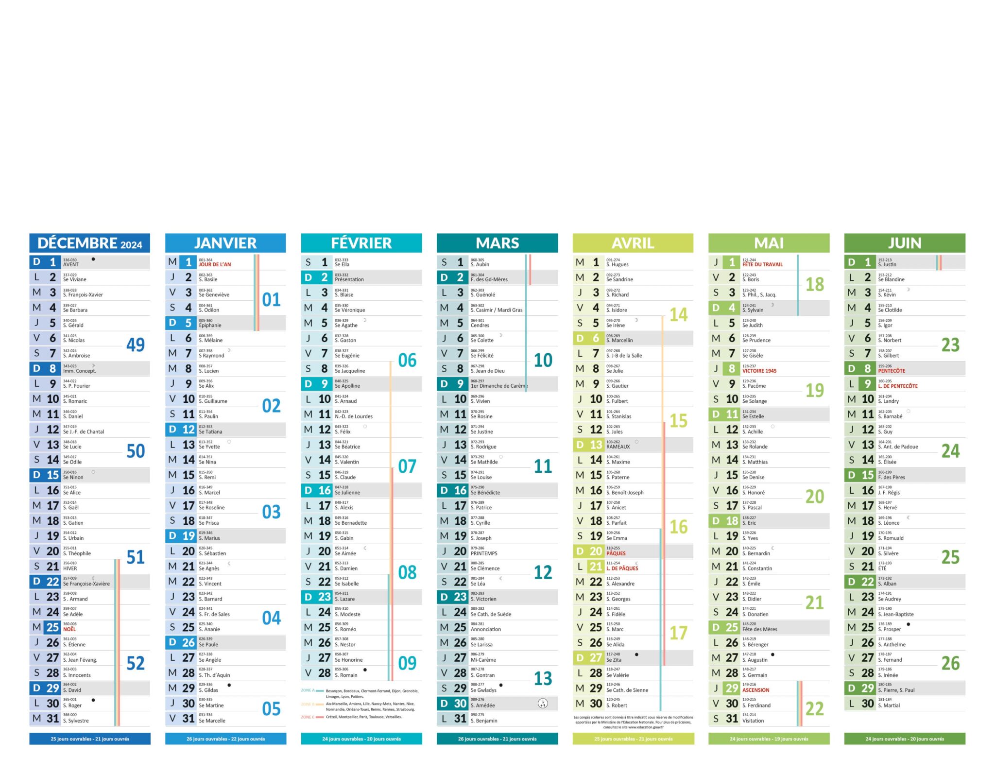 Calendrier Bancaire LINDO-A03