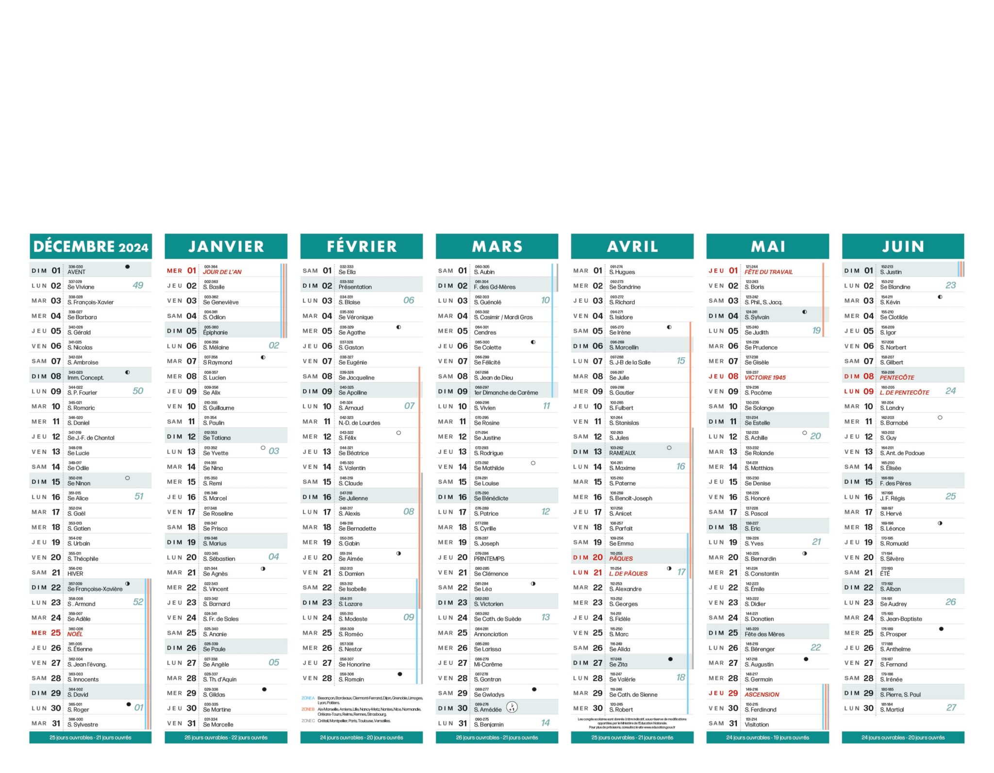 Calendrier Bancaire LINDO-A05