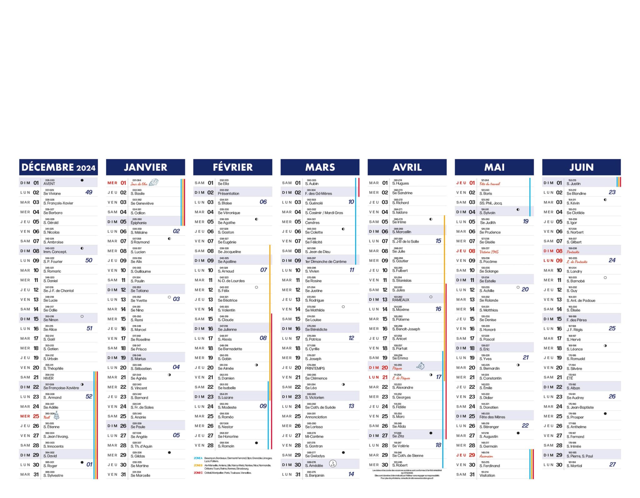 Calendrier Bancaire LINDO-A07