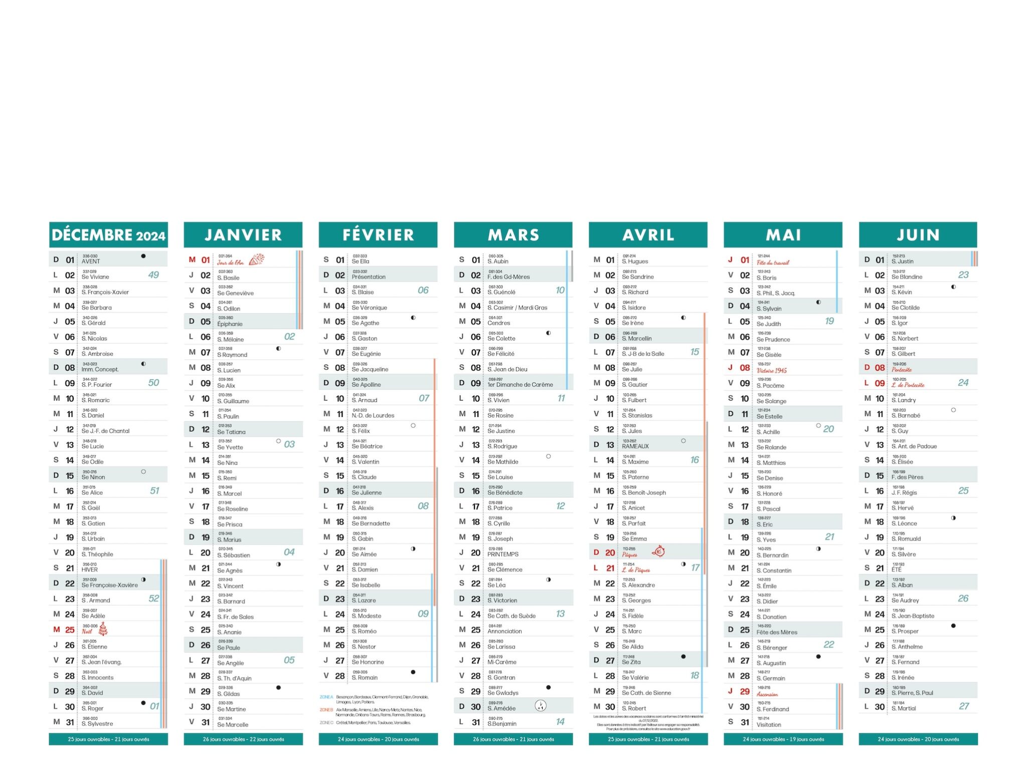 Calendrier Bancaire LINDO-B08