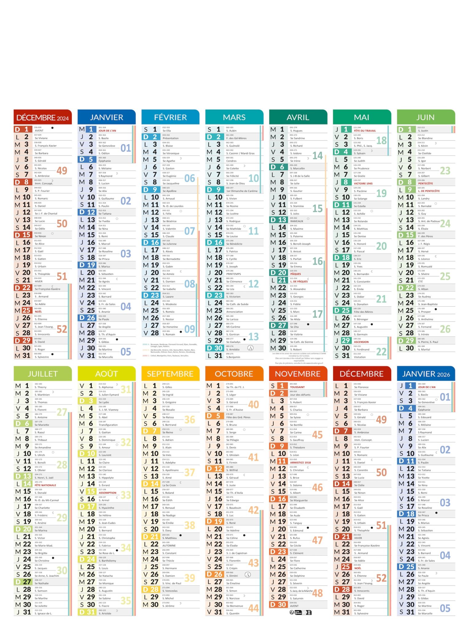 Calendrier Bancaire LINDO-C03-V14