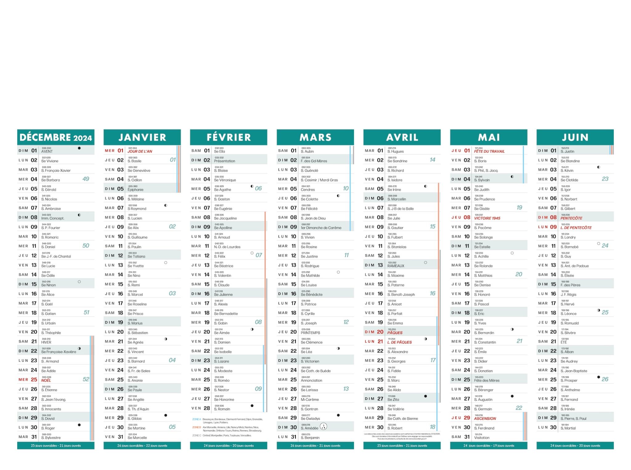 Calendrier Bancaire LINDO-C05