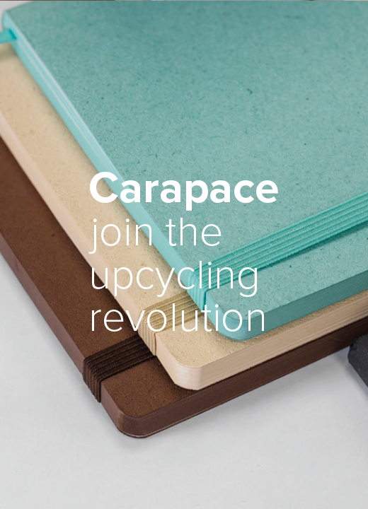 notebook matière carapace eco-friendly, eco-responsable, bouteilles platiques recyclées